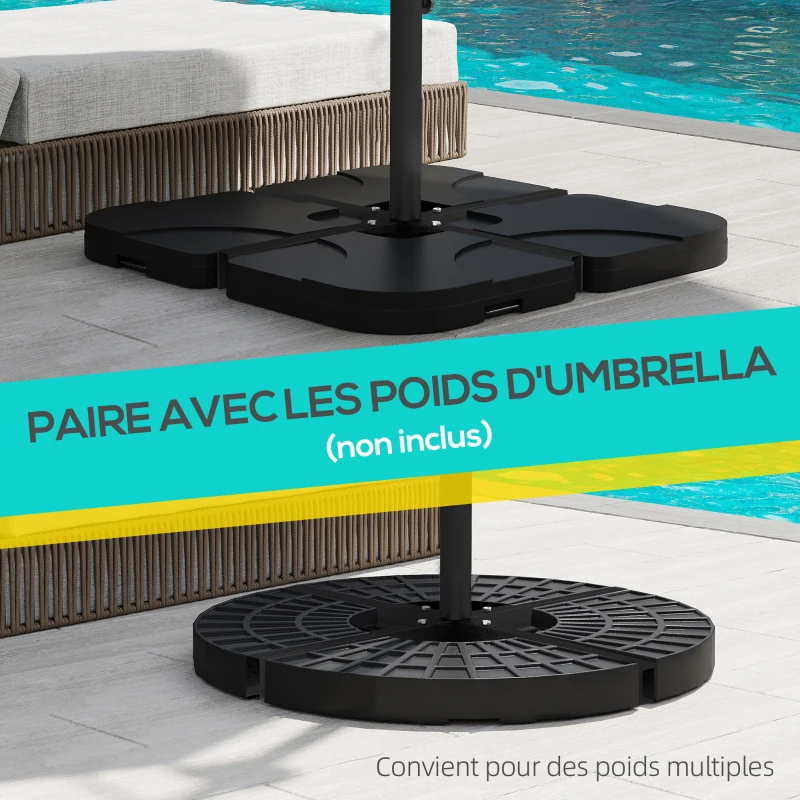 Outsunny Base de parasol support de parasol croisé en métal pour mât Ø 38 et 48 mm dim. 100L x 100l x 75H cm noir