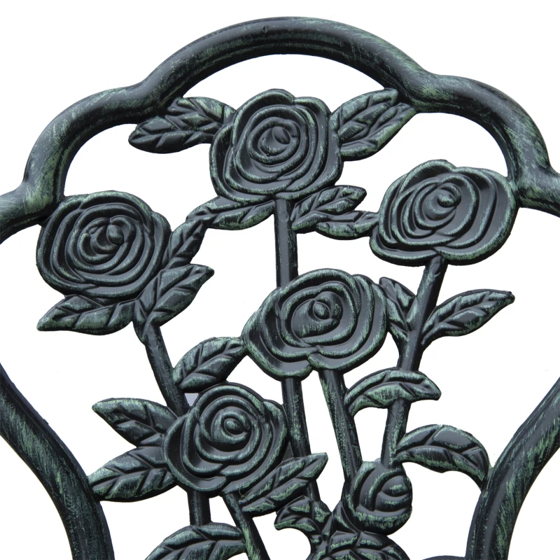 Outsunny Bistroset Gartenset für 2 Personen Balkonmöbel Set Gussaluminium Antik Grün