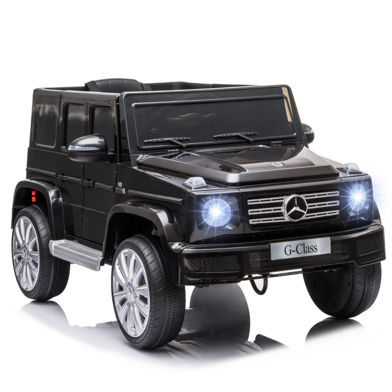HOMCOM Coche Eléctrico para Niños de Batería 12 V BENZ G500 con Control Remoto Música Bocina  3-5 km/h Carga 30 kg Negro