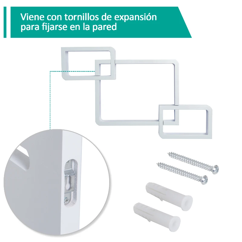 HOMCOM Estante de Pared Juego de 3 Estantes Estantería para Libro CDs Baldas Flotantes Decorativo Cubos Retros Blanco