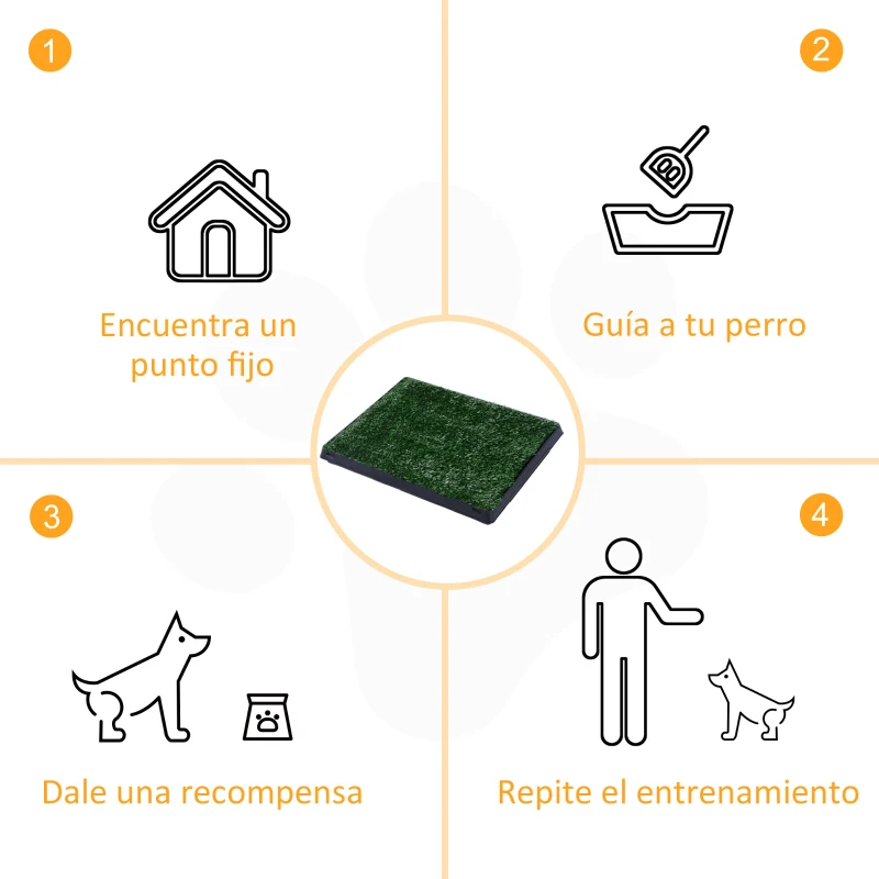 PawHut Inodoro para Perros con Césped Artificial y Bandeja Extraíble Orinal para Entrenamiento de Cachorros 51x63x6 cm Verde