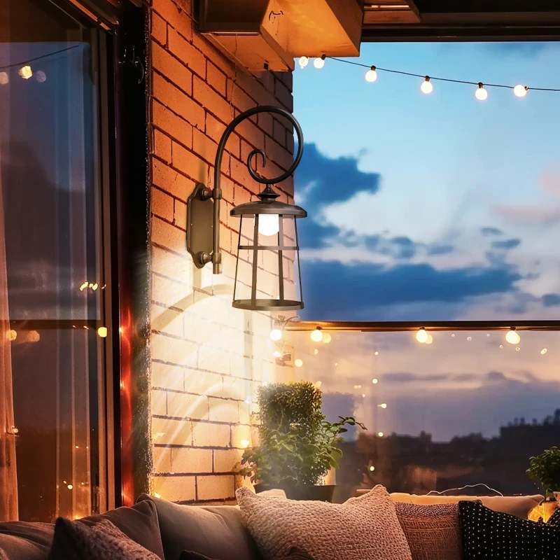 Outsunny Lot de 2 lampes murales appliques solaires LED pour l'extérieur IP44 16,5x25,5x41cm noir