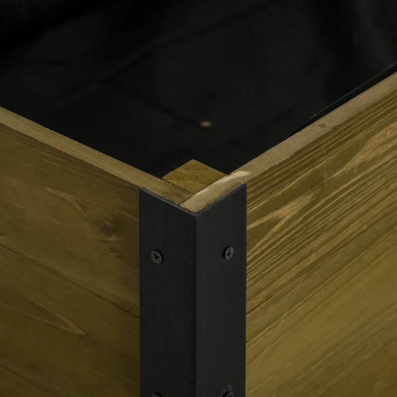 Outsunny Hochbeet mit Rädern Pflanztisch Blumenkasten mit Abfluss Massivholz Vliesstoff Hellbraun 120 x 60 x 72 cm