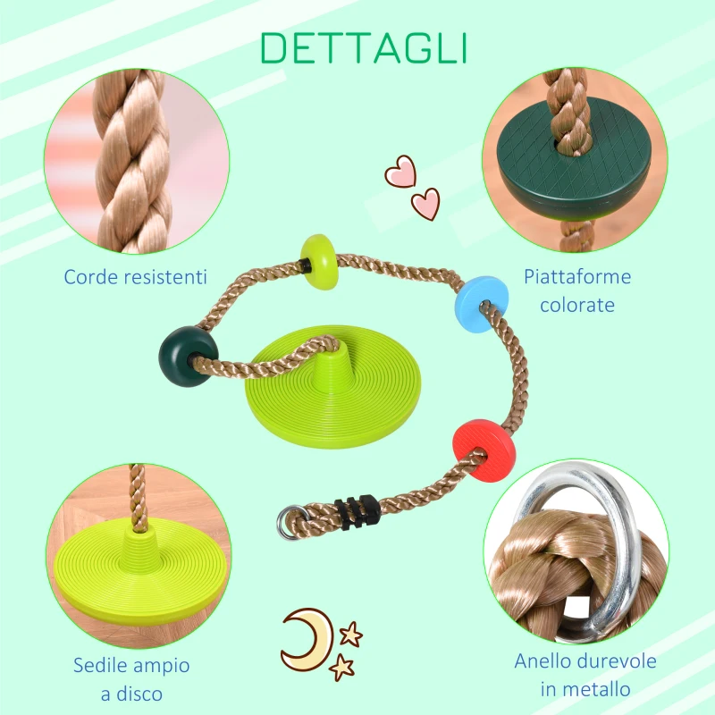 HOMCOM Corda da Arrampicata per Bambini da 3-12 Anni, per Casa e Giardino,  200x29cm