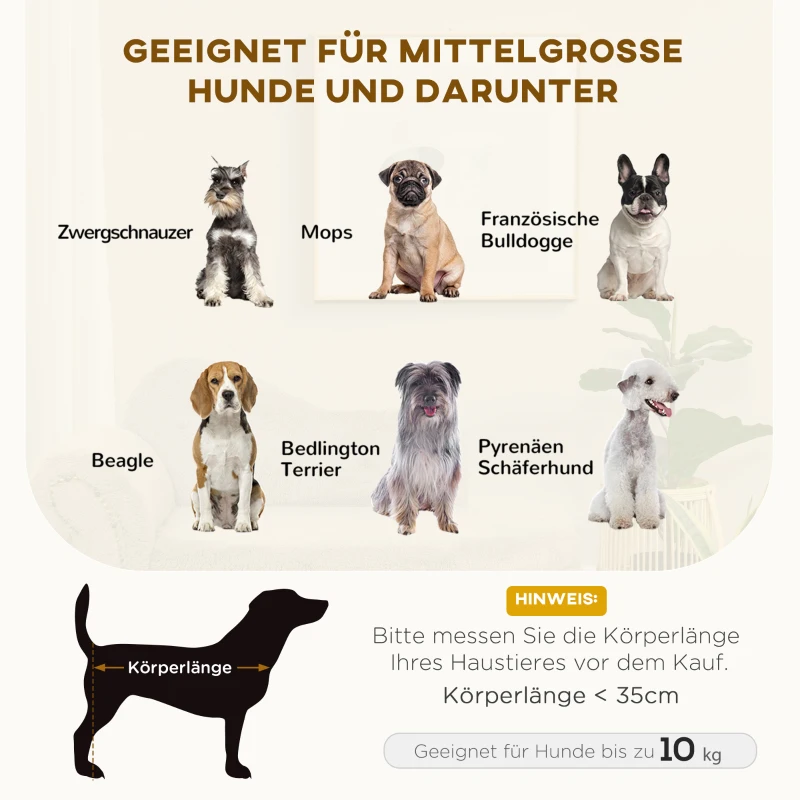 PawHut Hundesofa, weiches Sitzkissen, abnehmbarer Bezug, für Hunde bis 10 kg, grau, 68 x 68 x 35cm