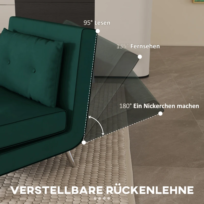 HOMCOM Liegesessel Sessel mit Liegefunktion Schlafsessel, Knopfheftung, Leinenoptik, 77 cm x 88 cm x 83 cm, Grün