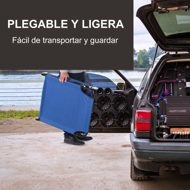 Outsunny Conjunto de 2 Tumbonas Plegables y Reclinables con Respaldo Ajustable en 5 Niveles Carga 120 kg 188x56x28 cm Azul
