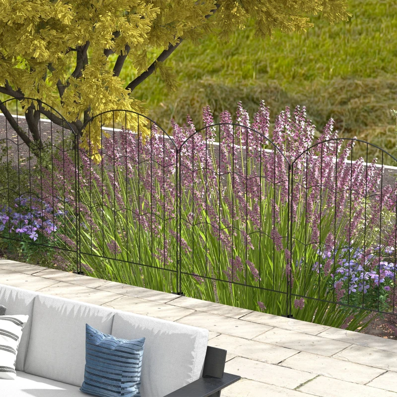 Outsunny Valla Decorativa de Jardín de 4 Paneles 88x110 cm con Diseño de Patrón de Rejilla y Ángulo Ajustable Negro
