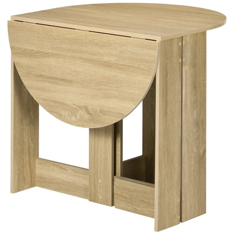 HOMCOM Mesa de Cocina Plegable con 2 Alas Abatibles Mesa Plegable para 2-4 Personas 104x76x73,7 cm Roble