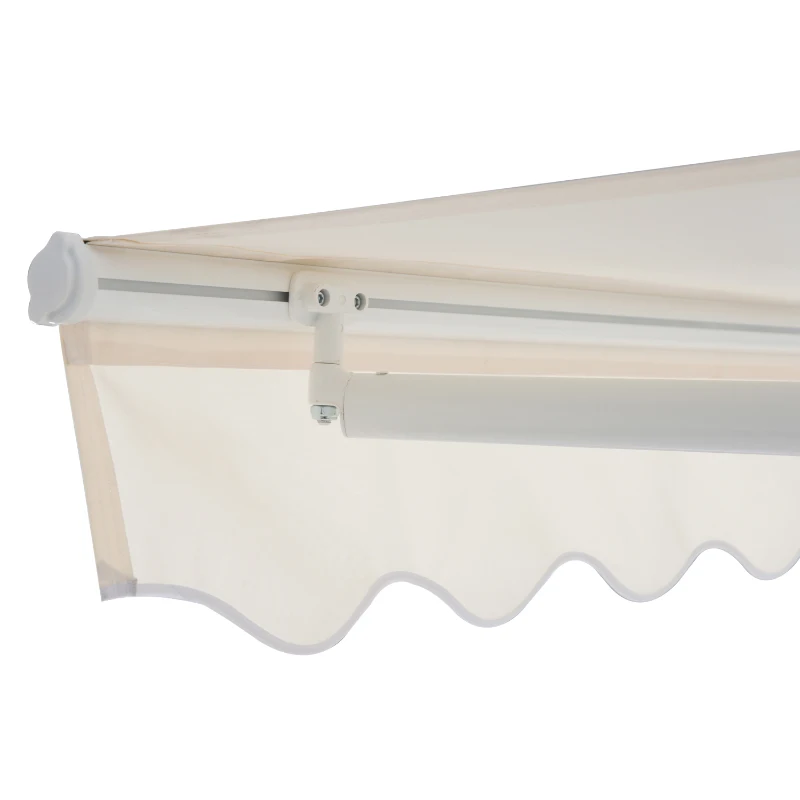 Outsunny Toldo para Patio Balcón Terraza y Jardín con brazo articulado de Aluminio y tela de Poliéster de 280g/m2 300x250cm Resistente al Agua y UV con Manivela Blanco