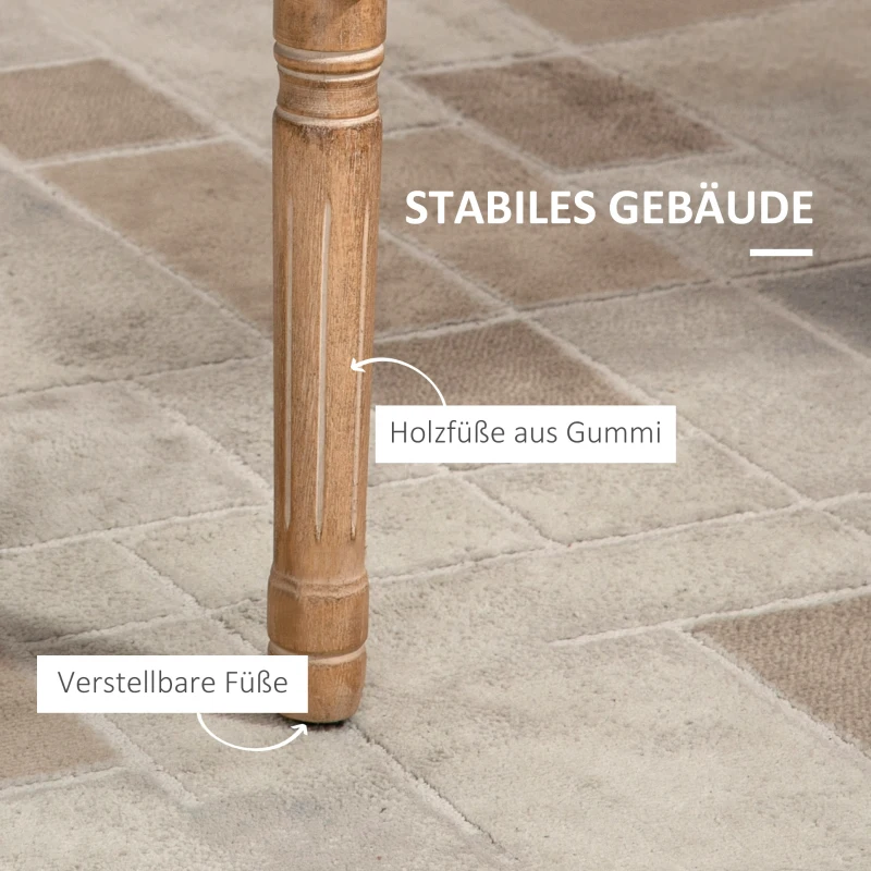 HOMCOM Esszimmerstuhl, Küchenstuhl, Nietendekor, französischer Landhausstil, Kautschukholz, Cremeweiß, 59 x 63,5 x 96cm