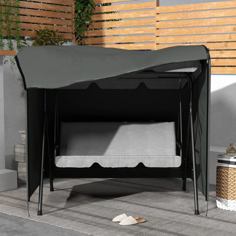 Outsunny Abdeckung für Gartenschaukel, Schutzhülle für Hollywoodschaukel, Abdeckhaube, wasserfest, 177 x 114 x 152 cm, Grau(m-6)