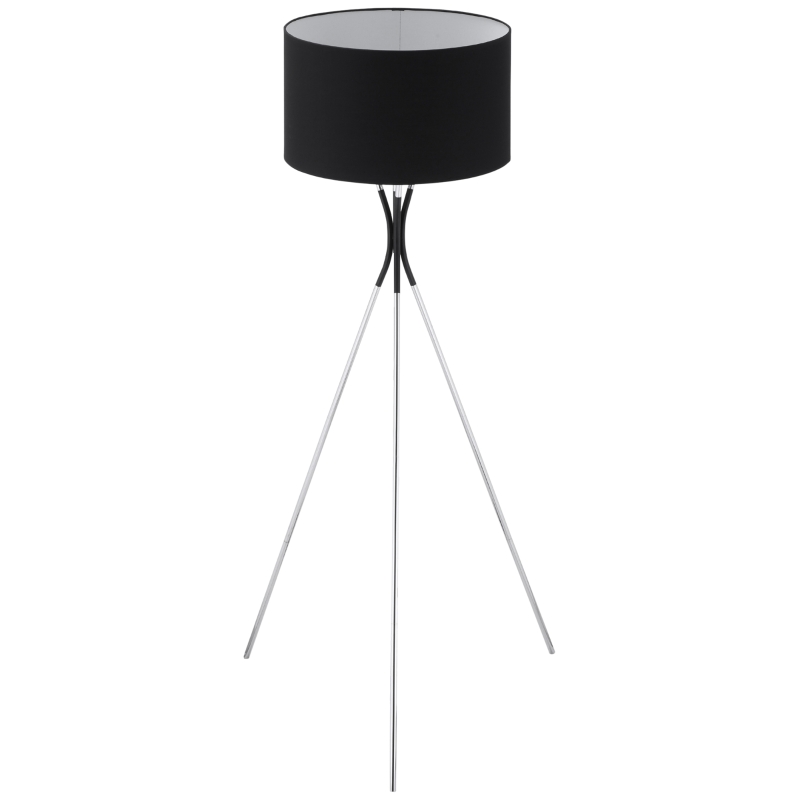 HOMCOM Lámpara de Pie con Trípode de Metal Pantalla de Tela E27 Máx. 40W e Interruptor de Pie Estilo Moderno para Salón Dormitorio Oficina 73x73x146 cm Negro