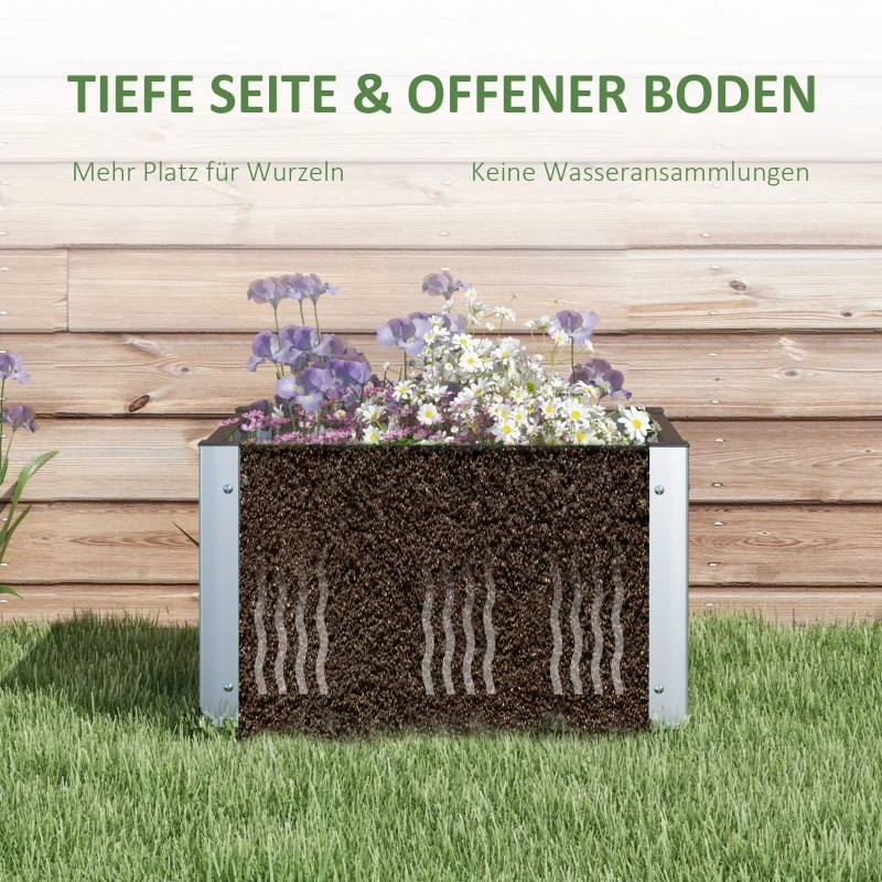 Outsunny Hochbeet Gartenbeet Kräuterbeet, wetterbeständig, offener Boden, 60 x 60 x 30 cm, Dunkelgrau