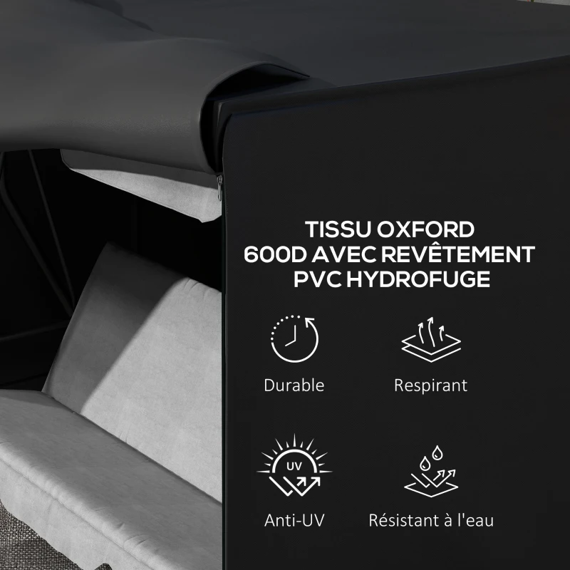 Outsunny Housse de Protection balancelle de Jardin 3 Places bâche étanche dim. 2,05L x 1,24l x 1,64H m Oxford Haute densité 600D