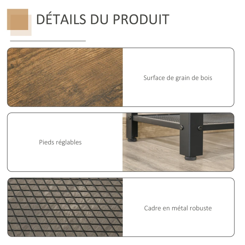 HOMCOM Table Console Table d'appoint d'entrée Industriel dim. 101L x 35l x 80H cm avec plateau cadre en fer noir