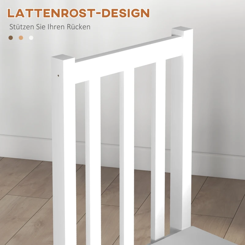 HOMCOM 2er-Set Küchenstühle Esszimmerstühle Stühle, Massivholz, modernes Design, 38, 5 cm x 47,5 cm x 99 cm, Weiß