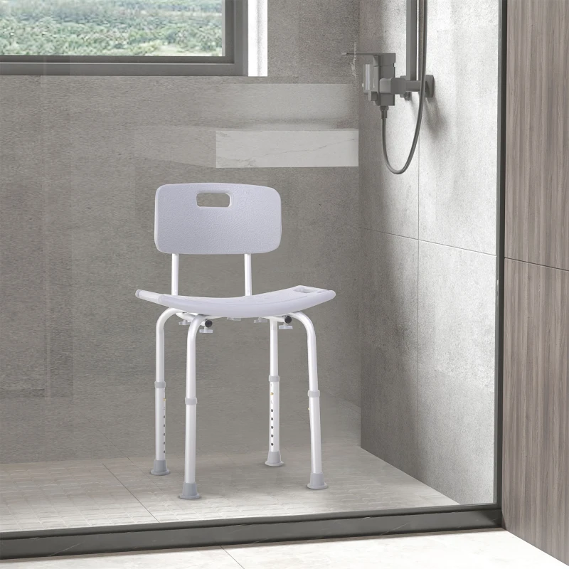 HOMCOM Chaise de Douche siège de Douche Ergonomique Hauteur réglable Pieds antidérapants Charge Max. 136 Kg alu HDPE Gris