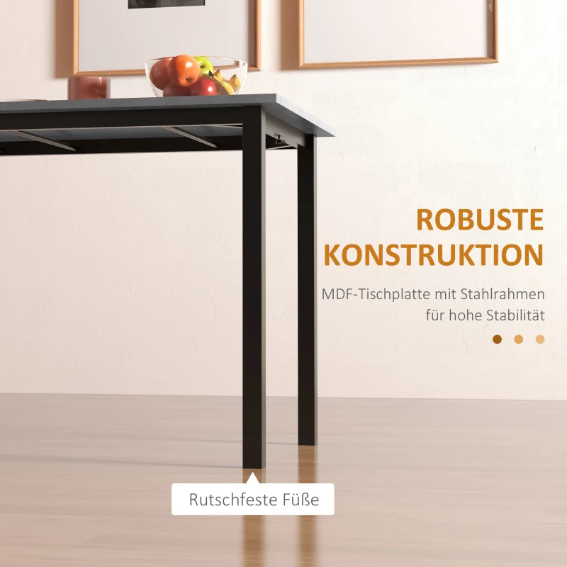 HOMCOM Esszimmertisch, Küchentisch, erweiterbar, für 6 Personen, 160x70, Dunkelgrau(m-6)