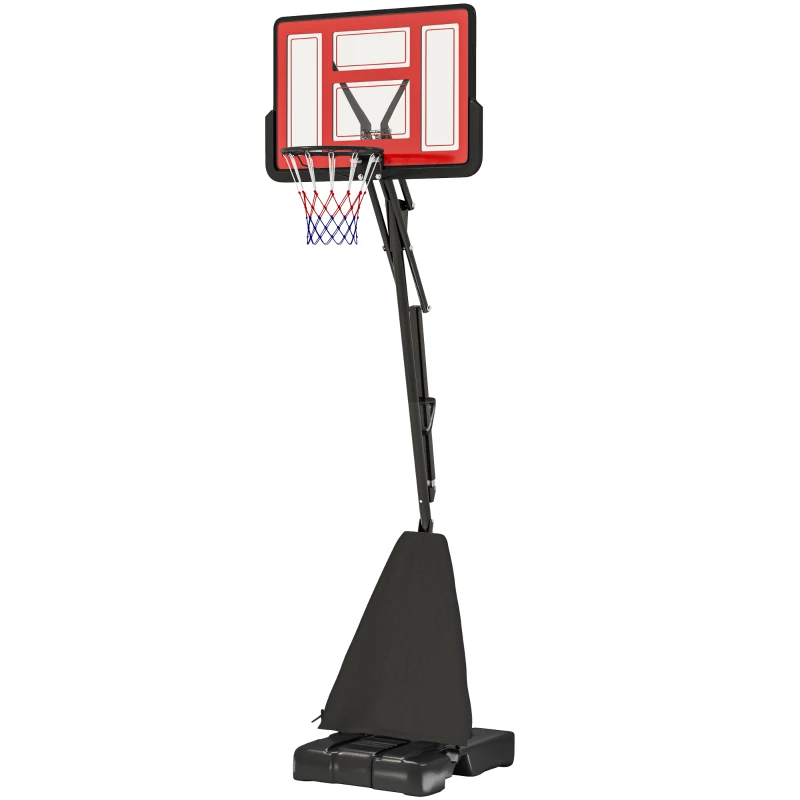 SPORTNOW 245-305cm Adjustable Basketball Hoop and Stand, with Wheels, Red