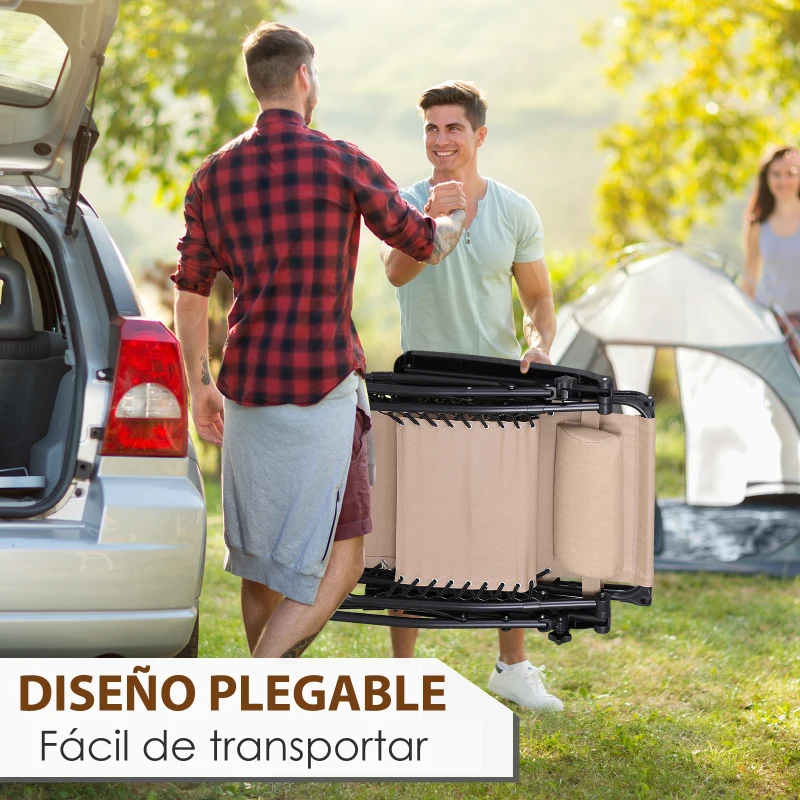 Outsunny Tumbona Plegable Silla de Gravedad Cero Reclinable con Toldo de Sombra con Bandeja Portavasos Portátil Texteline para Jardín Balcón Carga 150kg 90x65x110 cm Beige