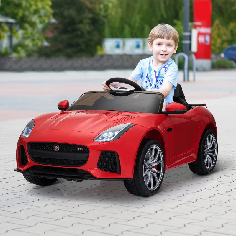 HOMCOM Voiture véhicule électrique enfants 12 V - V. max. 8 Km/h effets sonores + lumineux rouge Jaguar F-Type SVR coupé