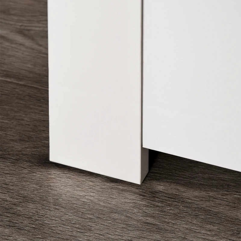 HOMCOM Mobiletto Salvaspazio Multiuso per Ingresso, Salotto o Bagno in Legno Bianco, con Luci LED Colorate, 107x35x97cm