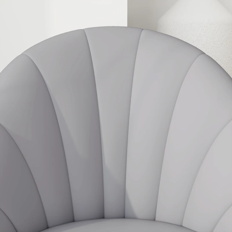 HOMCOM Set 2 Sedie da Pranzo in Pelle PU con Gambe in Metallo e Schienale a Conchiglia, Grigio Chiaro