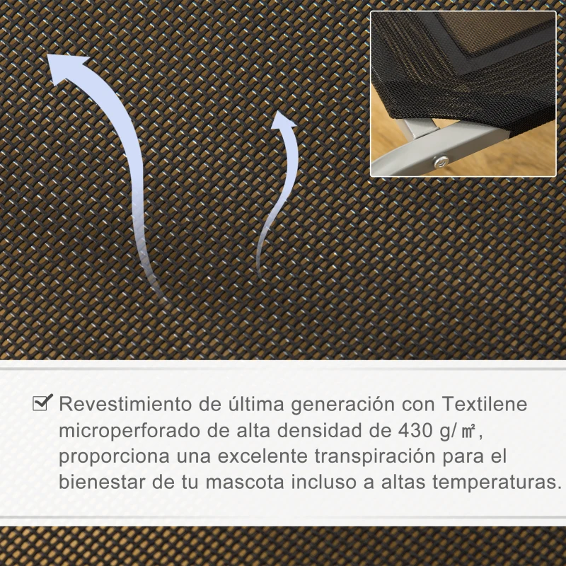 PawHut Cama Elevada para Perros Gatos Transpirable Cama para Mascotas 90x65x20 cm para Dormir Relajar con Marco de Acero para Interior Exterior Negro