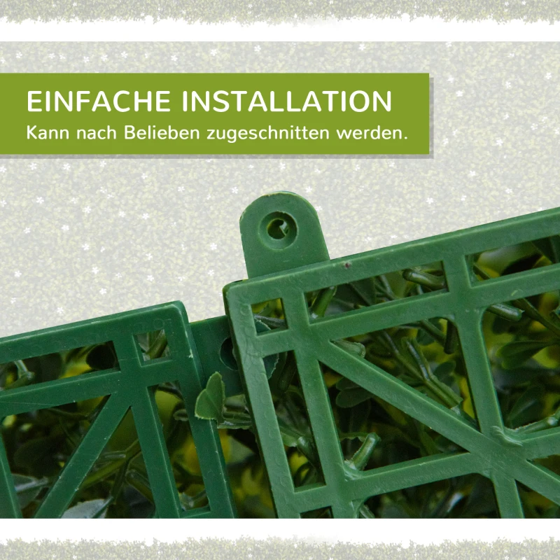 Outsunny 12 Stück künstliches Pflanzenwand Hecke 50x50 cm UV-Schutz Sichtschutz Mailänder Gras Design Heckenpflanze für Garten Outdoor Dekor