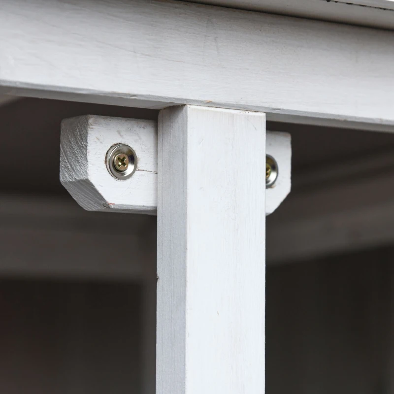 Outsunny Abri de Jardin Armoire de Jardin sur Pied dim. 77L x 58l x 175H cm 2 étagères 2 Portes 3 Crochets Toit bitumé étanche Bois sapin pré-huilé Gris Blanc