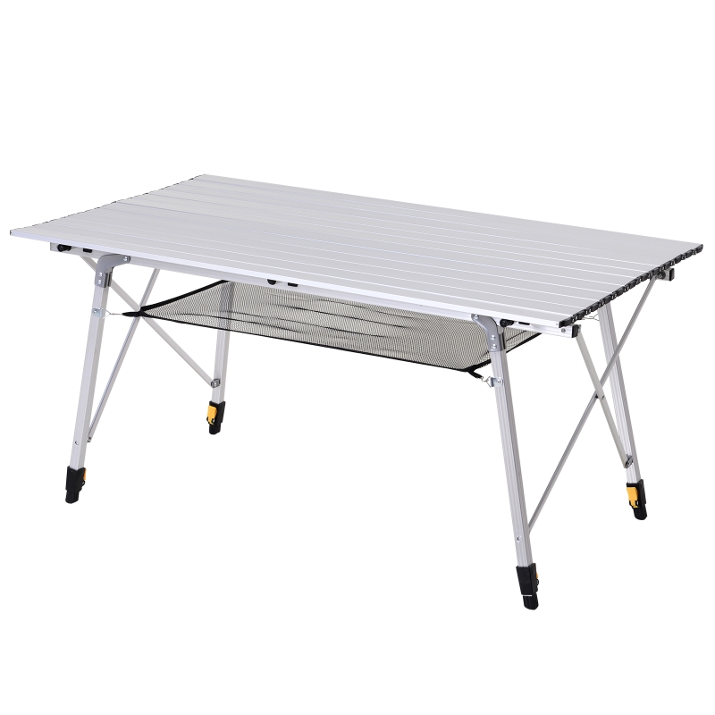 Outsunny Picknick Klapptisch, Falttisch, Hhenverstellbarer Campingtisch,  Inkl. Tragetasche, Aluminium, Silber, 120 x 70 x 58-73 cm Klapptisch  Campingtisch Falttisch Hhenverstellbar Tragetasche Alu | Aosom.de