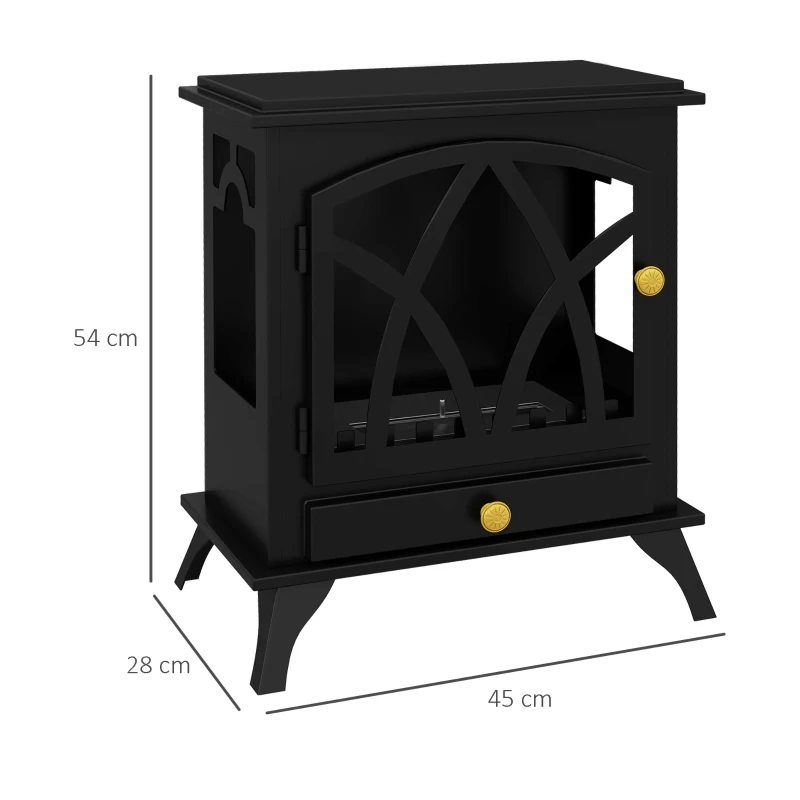 HOMCOM Semineu cu Bioetanol de Podea cu Arzator de 1.2L si Durata de 3 Ore, Biosemineu din Otel cu Acoperire de 25㎡, 45x28x54cm, Negru