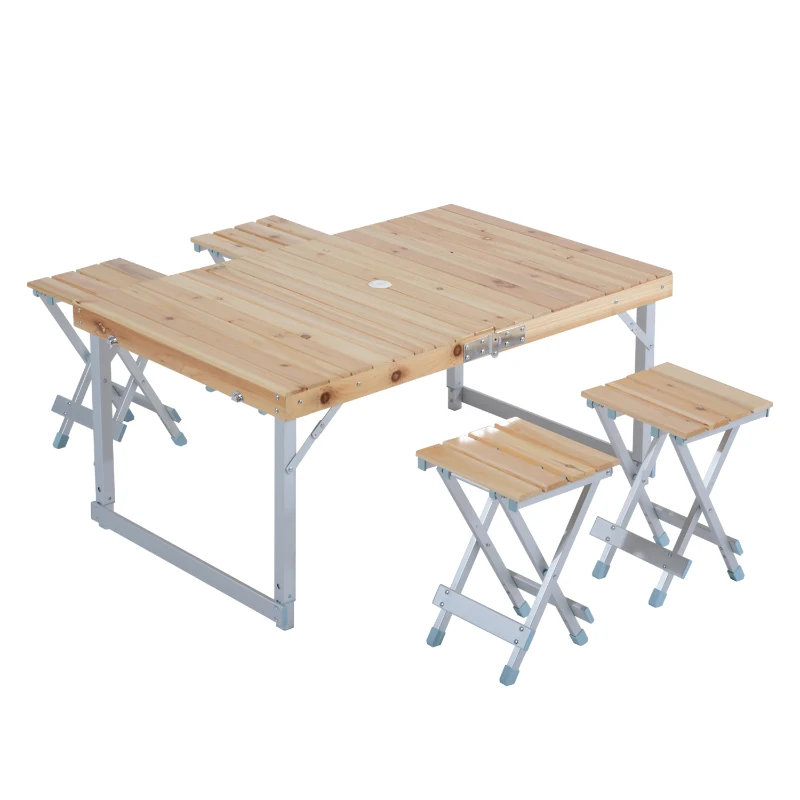 Outsunny Table de Camping Valise en Bois