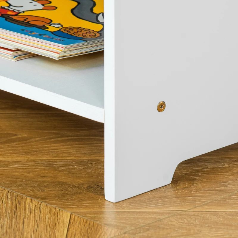 HOMCOM 3-tlg. Kindertischgruppe Kindertisch mit Stauraum Kindermöbel Set aus Holz mit 2 Aufbewahrungskörben Sitzgruppe für Kleinkind Mädchen Junge Vliesstoff Weiß+Grau 71 x 48 x 49 cm