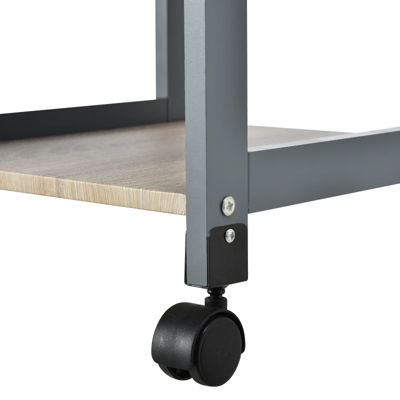 HOMCOM Carrello da Cucina Portavivande con Cassetto, 2 Ripiani e Vassoio Estraibile, 37x37x76cm, Grigio