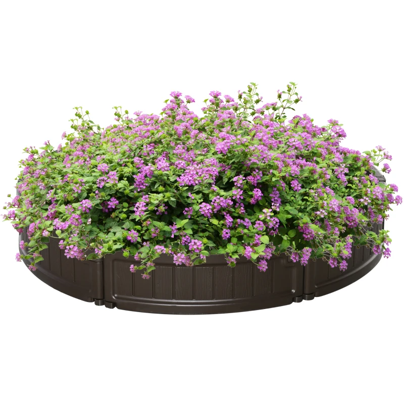 Outsunny Letto per Orto Rialzato in HDPE, Fioriera da Esterno Rotonda, Φ123x21cm, Marrone