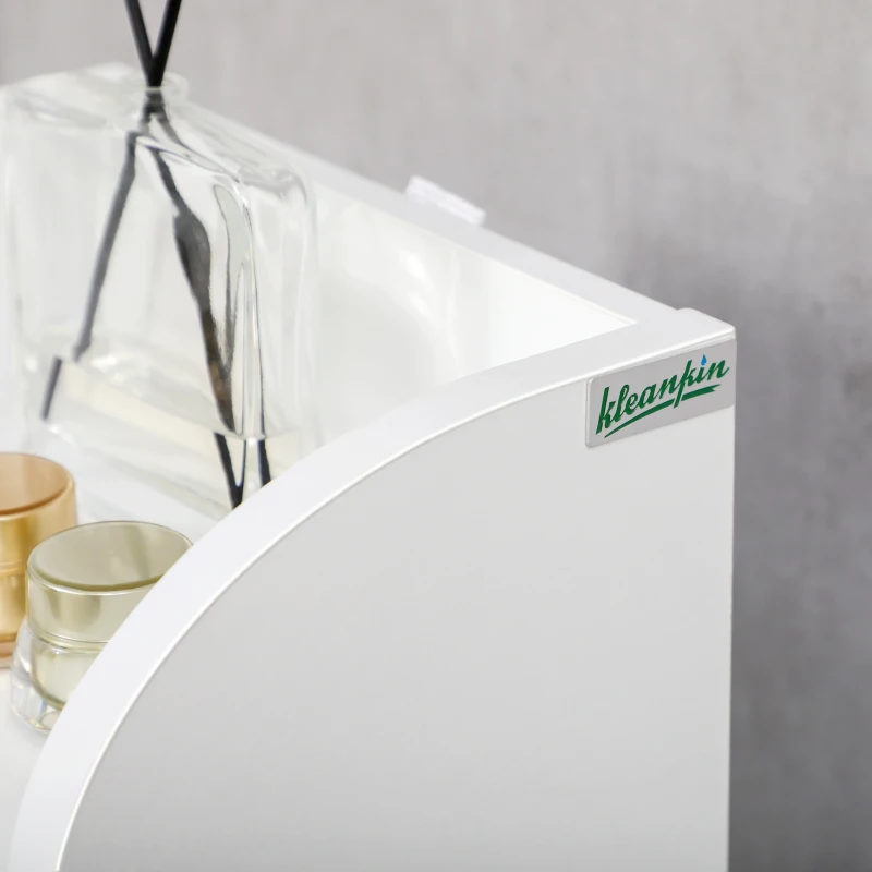 kleankin Portarrollos de Papel Higiénico con Armario para Baño con Estante Interior Ajustable 23x18x100 cm Blanco