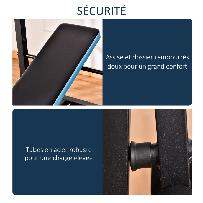HOMCOM Banc de musculation multifonction réglable inclinable pour fitness complet acier 155 x 56,5 x 120 cm noir