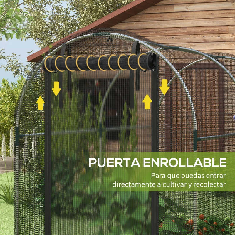 Outsunny Invernadero con 1 Puerta con Cremallera Soportes y Anti-UV para Proteger las Plantas 120x240x188 cm Negro