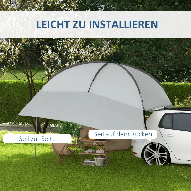 Outsunny Automarkise Carport Fahrzeugüberdachung, wetterbeständig, 300 cm x 262 cm x 260 cm, Hellgrau