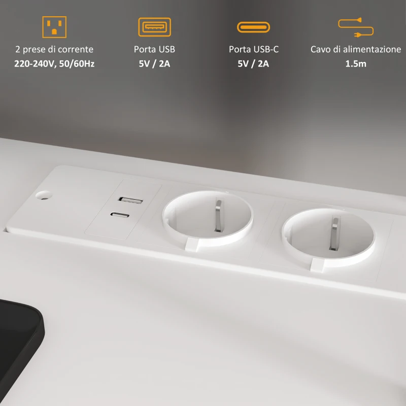 HOMCOM Scrivania Ufficio con 2 Tavoli, 4 Ripiani, 3 Cassetti e Supporto per Monitor, in Legno, 138.5x90x92 cm, Bianco