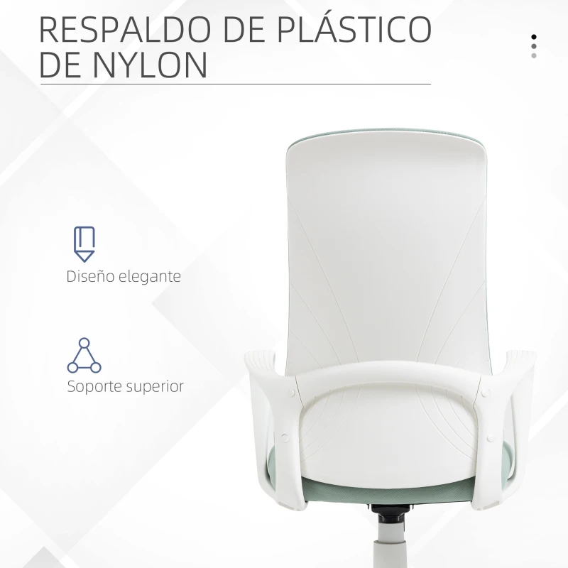 Vinsetto Silla de Oficina Giratoria Altura Ajustable con Reposabrazos Función de Basculante Respaldo Alto 62x56x110-119,5cm Verde