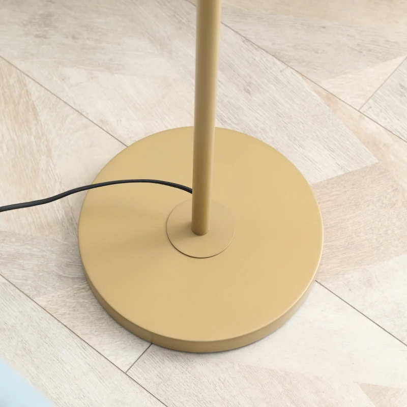 HOMCOM Lampadaire design 40 W max. piètement mât acier doré abat-jour lin crème dim. 25,5 x 25,5 x 157 cm doré et beige
