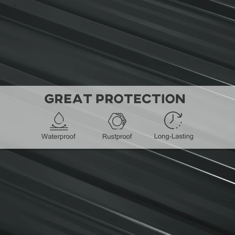 Outsunny Corrugated Roofing Sheets, Pack of 24, Galvanised Metal Roofing Sheets for Greenhouse, Garage, Storage Shed, Carport, 129 x 45cm, Dark Grey