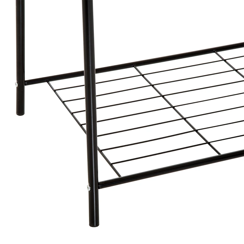 HOMCOM Perchero Burro Colgador para Ropa Zapato con Barra Superior para Ropa y Estante Inferior para Zapatos 77x45x160cm Acero