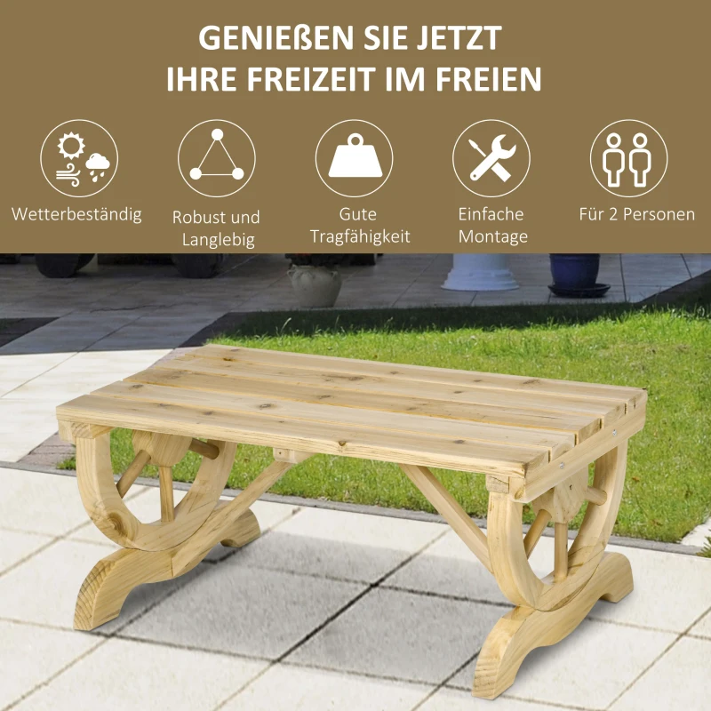 Outsunny Gartenbank Holz Wetterfest Sitzbank Gartenmöbel Rustikale Bank Natur 98 x 50 x 39,5 cm