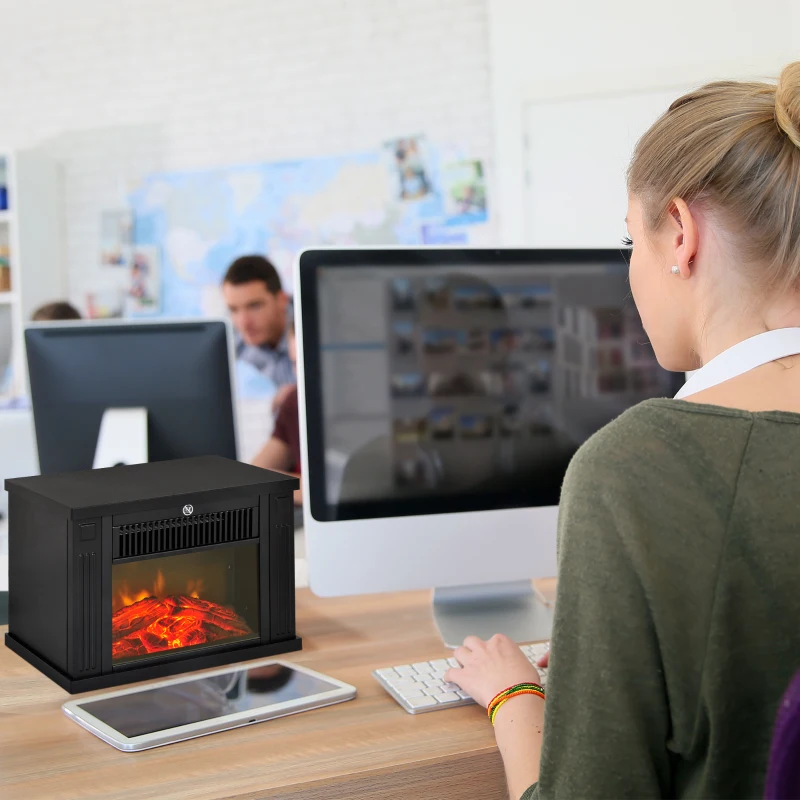 HOMCOM Cheminée électrique à Effet de Flamme poêle Style Contemporain Thermostat 600-1200 W Noir