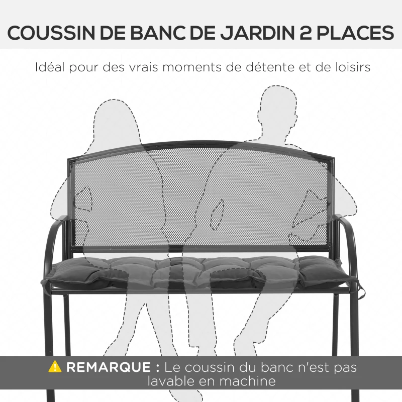Outsunny Coussin d'assise pour banc de jardin rembourrage épais 100 x 40 x 10 cm, gris foncé