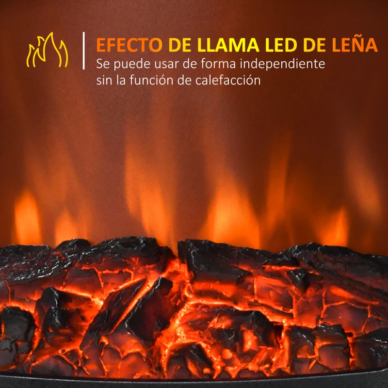HOMCOM Chimenea Eléctrica 900W/1800W con Efecto de Llama Temperatura Ajustable y Protección Sobrecalentamiento Blanco